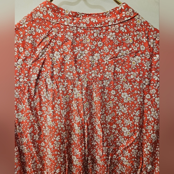 NWT - New Designer "Margaux USA" Floral Tie Waist Midi Shirt Dress - Size XL - Picture 8 of 13